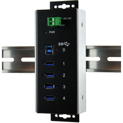Exsys EX-1185HMVS-WT USB3.0 Metall Hub 4 Ports Din Rail Temperaturber. -40°C bis 85°C