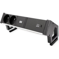 Bachmann DESK2 ALU BLACK 2xUTE 1xUSBC 60W 0.2m GST18