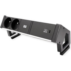 Bachmann DESK2 ALU BLACK 2xUTE 1xUSBC 60W 0.2m GST18