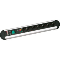 Bachmann PRIMO socket strip, 6x earthing contact, overvoltage protection, aluminium, switch, 1.75 m