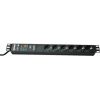 Bachmann 19" socket strip 6-way with GVS without switch, black