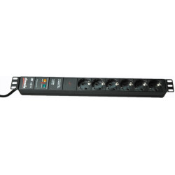 Bachmann 19" socket strip 6-way with GVS without switch, black