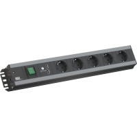 Bachmann craftsman's socket strip, 5x earthing contact, switch, 2x USB charger, 19-inch rack compatible, 2 m