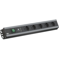 Bachmann craftsman's socket strip, 5x earthing contact, switch, 2x USB charger, 19-inch rack compatible, 2 m