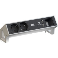 Bachmann DESK2 2x earthing contact 1x USB charger 1x ABD, GST18 Inox