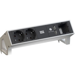 Bachmann DESK2 2x earthing contact 1x USB charger 1x ABD, GST18 Inox