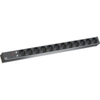 Bachmann IT PDU ALU 1U 12x earthing contact, supply cable with earthing contact plug