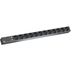 Bachmann IT PDU ALU 1U 12x earthing contact, supply cable with earthing contact plug