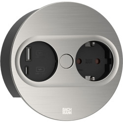Bachmann TWIST 2 1xCEE7/3 1xUSB A/C 22W 2.0m AEH stainless steel look round