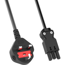 Bachmann Zuleitung H05VV-F 3G 1,5mm² 2m, Schwarz, UK-Stecker 13A Install.kupplung