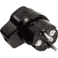 Bachmann solid rubber angled plug, black with earthing contact