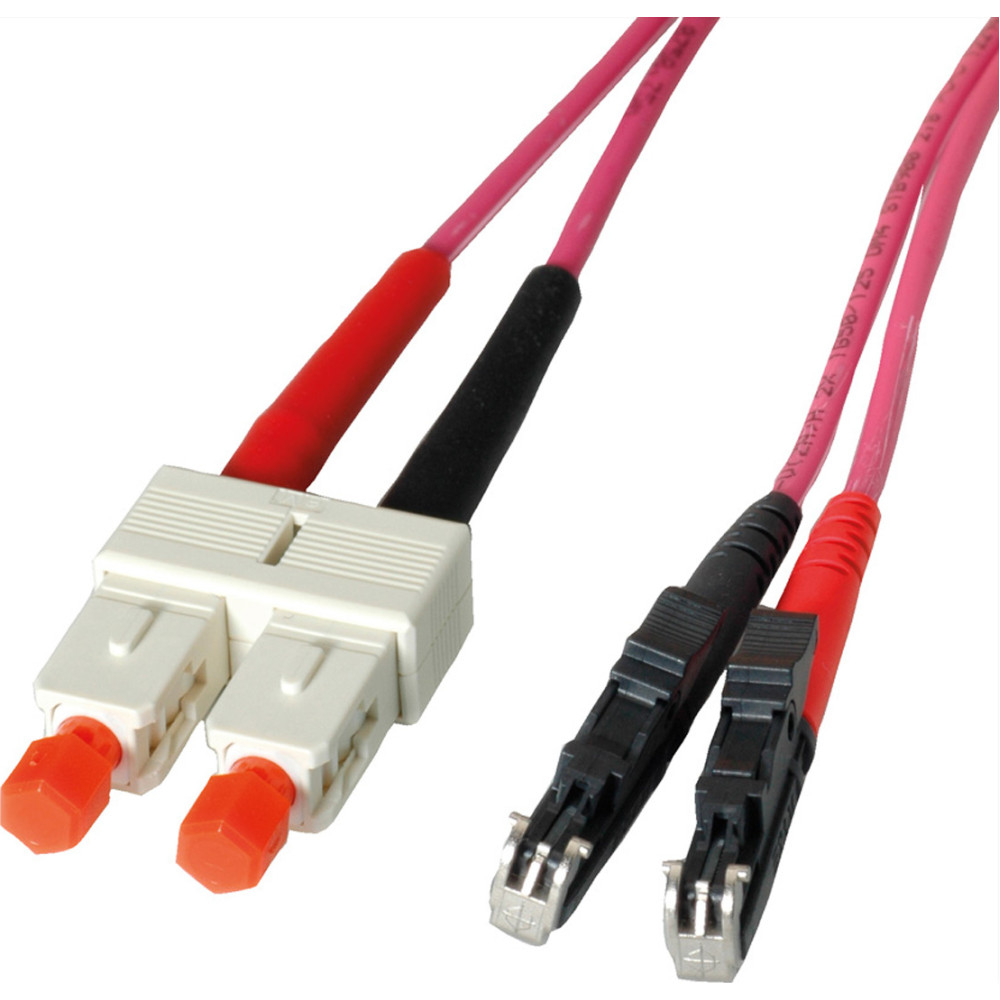 Leoni LWL-Kabel duplex 50/125µm OM4, R&M E2000 / Suhner SC, 2 m