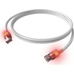 Easylan S/FTP DualBoot LED Patch Cable Cat.6A, RJ45 / RJ45, LSOH, white, 1 m