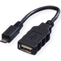 Roline USB 2.0 Cable, A - Micro B, F/M, OTG, 0.15 m