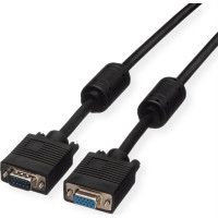 Roline SVGA Cable + Ferrite, HD15, M/F, 3 m