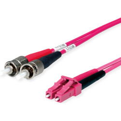 Telegärtner TELEGÄRTNER FO duplex adaptor cord, 1x LC Duplex, 2x ST G50/125 OM4, violet, 5 m