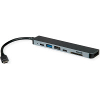Roline USB 3.2 Gen 2 Typ C Multiport Docking Station, 4K HDMI, 1x USB 3.0 Type A, 1x USB 2.0 Type A, 1x USB 2.0 Type C, 1x SD/Micro SD, 1x USB Type C PD (Power Delivery)