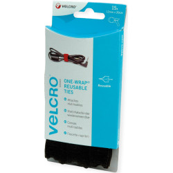 Velcro ® ONE-WRAP® Wiederverwendbare Klettstreifen, ONE-WRAP® Streifen 12mm x 20cm x 15 Schwarz