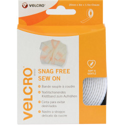 Velcro ® Textilschonendes Klettband zum Aufnähen, Haken & Flausch 20mm x 3m Weiß