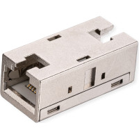ROLINE RJ-45 Modular Coupler, Cat. 6A (Class EA), shielded, metal housing, silver