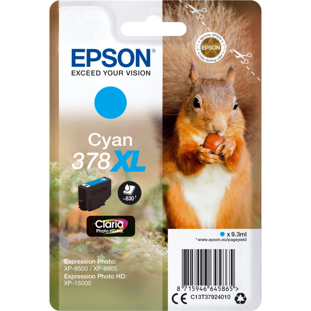 Epson Singlepack Cyan 378XL Claria Photo HD Ink