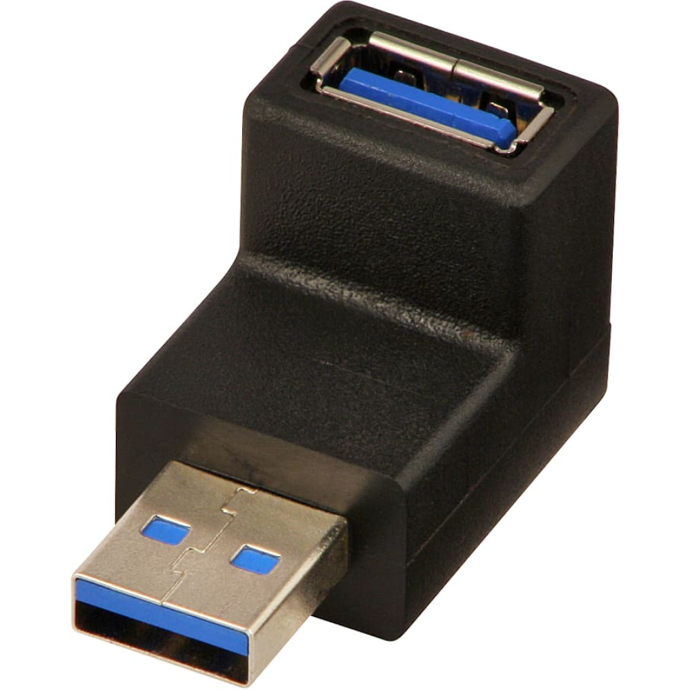 Lindy USB 3.0 90 Degree Down Type A Male to A Female Right Angle Adapter