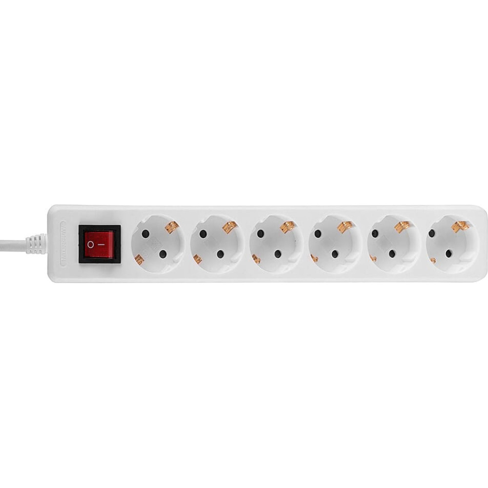 Lindy 6-Way Schuko Mains Power Extension with Switch, White