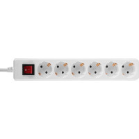 Lindy 6-Way Schuko Mains Power Extension with Switch, White