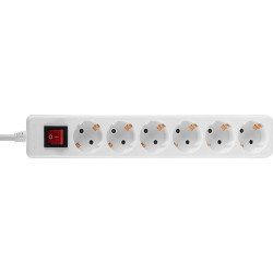 Lindy 6-Way Schuko Mains Power Extension with Switch, White