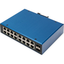 Digitus 16 port Gigabit Ethernet network switch, industrial, unmanaged, 2 SFP uplink