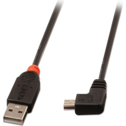 Lindy 1m USB 2.0 Type A to Mini-B Cable, 90 Degree Right Angle