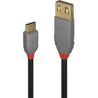 Lindy 0.15m USB 2.0 C to A Adapter Cable, Anthra Line