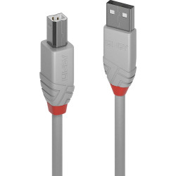 Lindy 3m USB 2.0 Type A to B Cable, Anthra Line, Grey