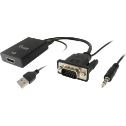 Equip VGA auf HDMI Adapter, mit Audio, schwarz, 15cm