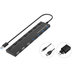 Conceptronic HUBBIES09BP interfeisa centrmezgls USB 3.2 Gen 1 (3.1 Gen 1) Type-A 5000 Mbit/s Melns