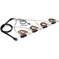 Delock Cable Mini SAS HD SFF-8643 > 4 x SAS SFF-8482 + power + Sideband 0.5 m
