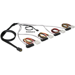 Delock Cable Mini SAS HD SFF-8643 > 4 x SAS SFF-8482 + power + Sideband 0.5 m