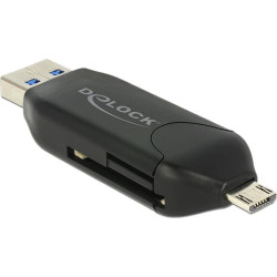 Delock Card Reader Micro USB OTG / USB 5 Gbps Type-A for SD / MMC + Micro SD