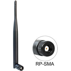 Delock WLAN 802.11 ac/a/b/g/n Antenna RP-SMA plug 4 - 5 dBi omnidirectional with tilt joint black