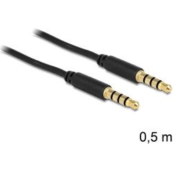 Delock Stereo Jack Cable 3.5 mm 4 pin male to male 0.5 m black
