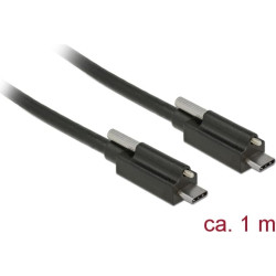 Delock Cable SuperSpeed USB 10 Gbps (USB 3.1 Gen 2) USB Type-C™ male > USB Type-C™ male with screw on top 1 m black