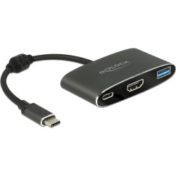 Delock Adapter USB Type-C™ male > HDMI female (DP Alt Mode) 4K 30 Hz + USB Type-A + USB Type-C™ PD
