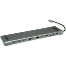 Roline USB 3.1 Typ C Multiport Docking Station, 4K HDMI,Mini DP, VGA, 3 USB 3.0, 1 SD