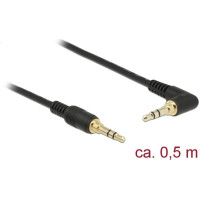 Delock Stereo Jack Cable 3.5 mm 3 pin male > male angled 0.5 m black