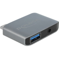 Delock Audio Adapter USB Type-C™ male - Stereo Jack female 3.5 mm + USB 3.0 A female