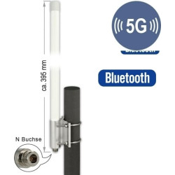 Delock WLAN Dual Band 802.11 ac/ax/a/b/g/n Antenna N jack 6.2 - 8.0 dBi 39.5 cm omnidirectional fixed wall and pole mount outdoor white