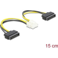 Delock Power cable 2 x 15 pin SATA plug to 8 pin EPS male 15 cm