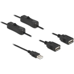 Delock Cable USB Type-A male to 2 x USB Type-A female with switch 1 m