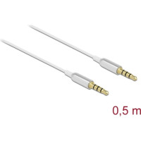 Delock Stereo Jack Cable 3.5 mm 4 pin male to male Ultra Slim 0.5 m white
