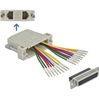 Delock D-Sub 25 pin crimp female to 2 x RJ45 female with assembly kit beige